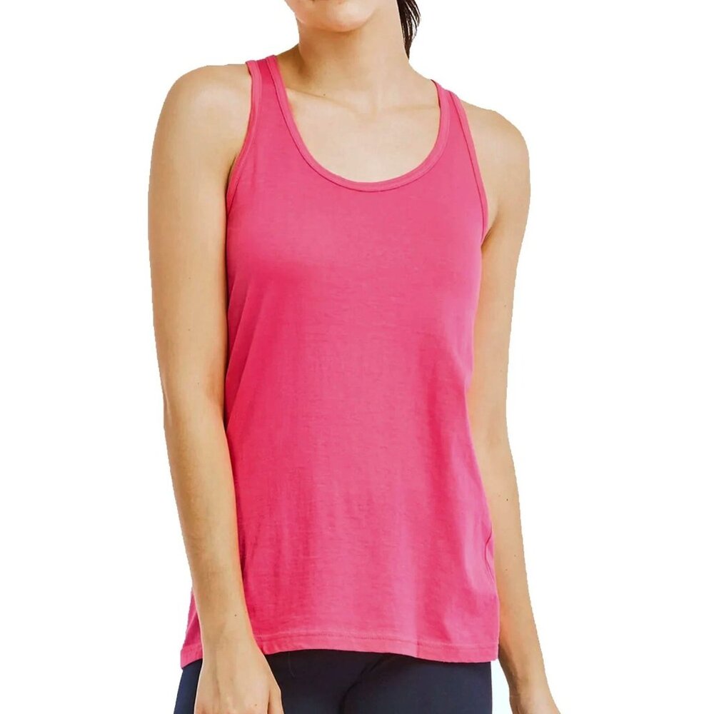 Sofra Women's Athleisure Loose Fit Gym Yoga Jersey Tank Top Ladies Relaxed Tees